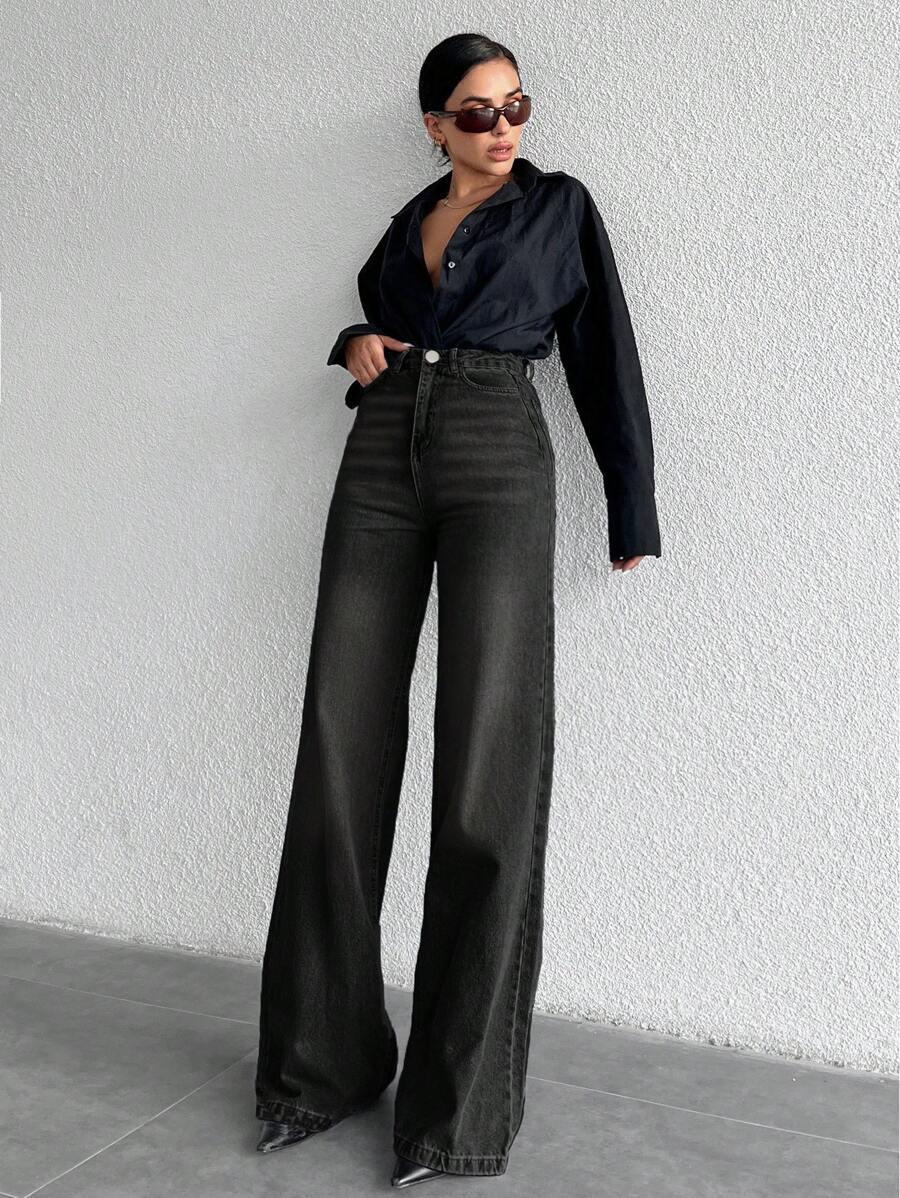 CZARNE SPODNIE JEANS 
