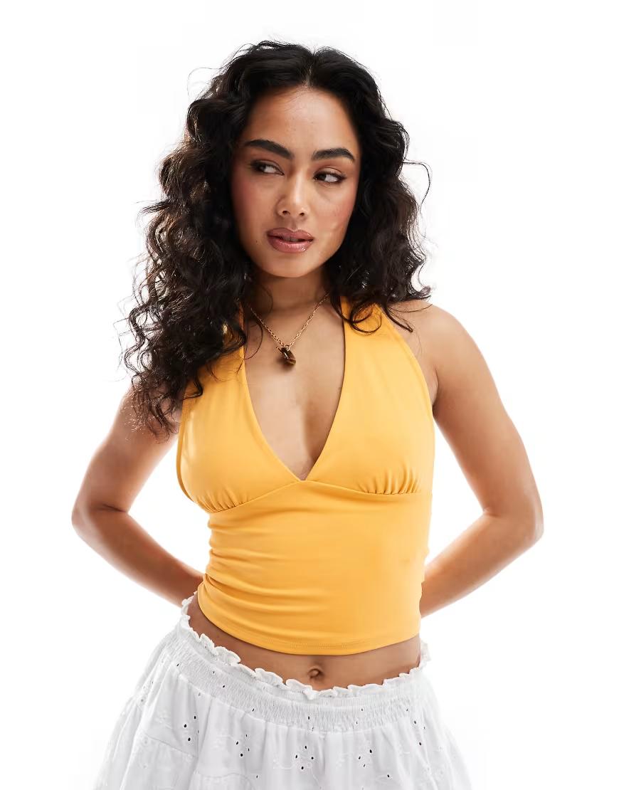 POMARAŃCZOWY TOP V-NECK