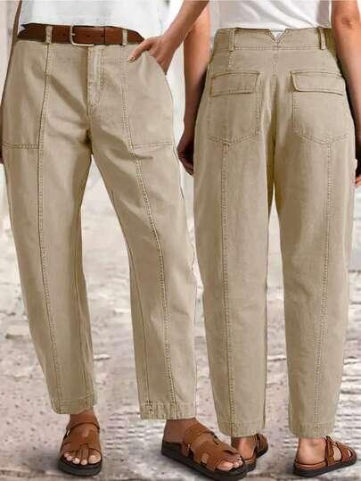 beżowe spodnie jeans 
