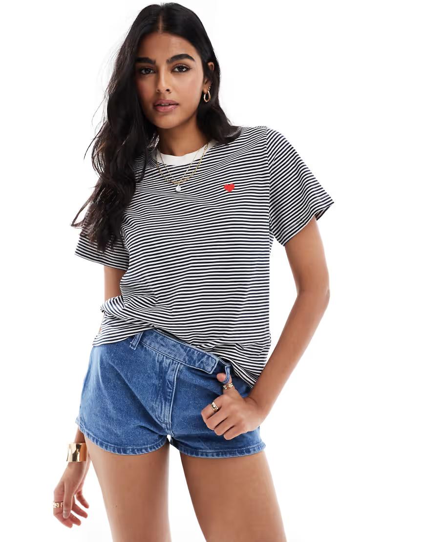 KLASYCZNY T-SHIRT OKRĄGŁY DEKOLT WZÓR PASKI