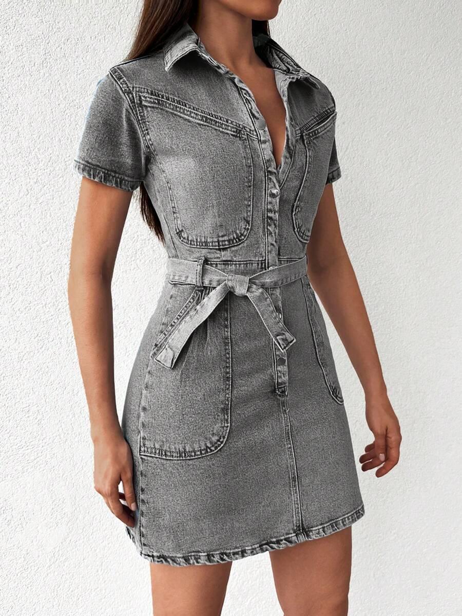 szara mini sukienka jeans