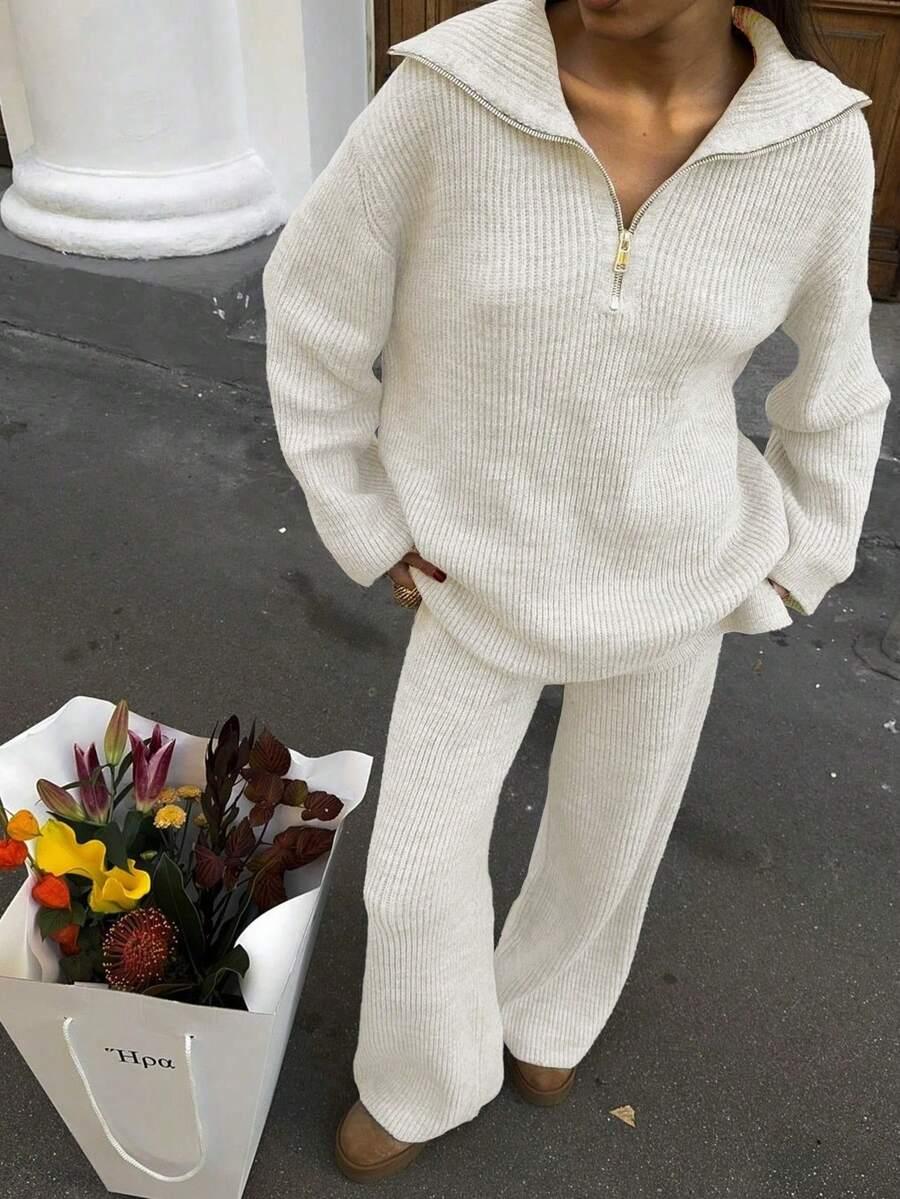 sweter spodnie dzianina komplet
