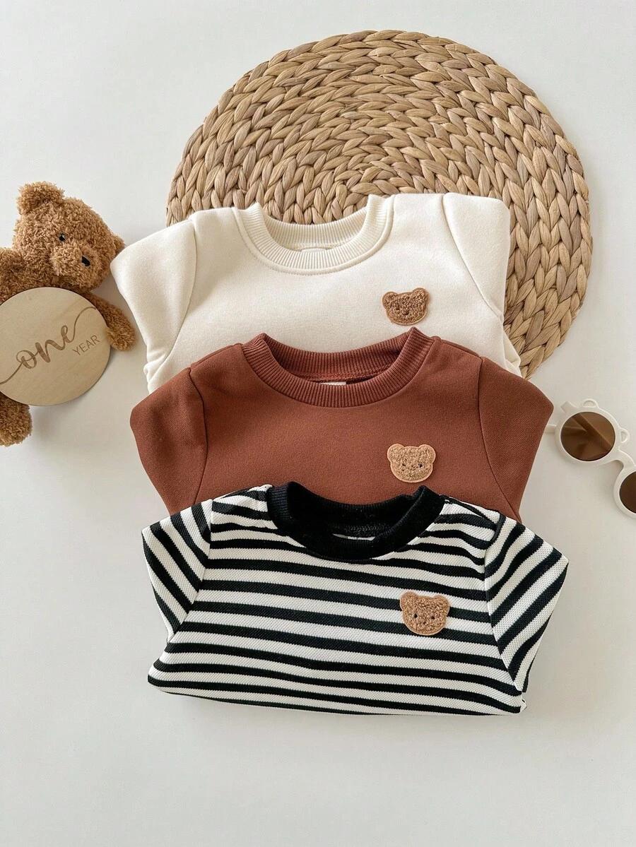 bluza okrągły dekolt 3-pack