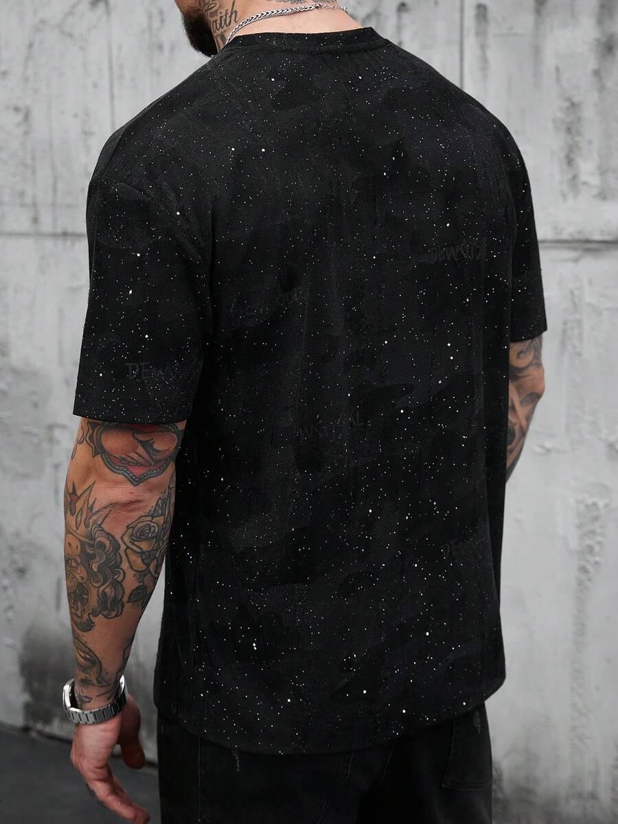 CZARNY T-SHIRT POŁYSK 