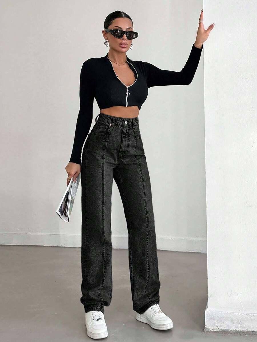 CZARNE SPODNIE JEANS