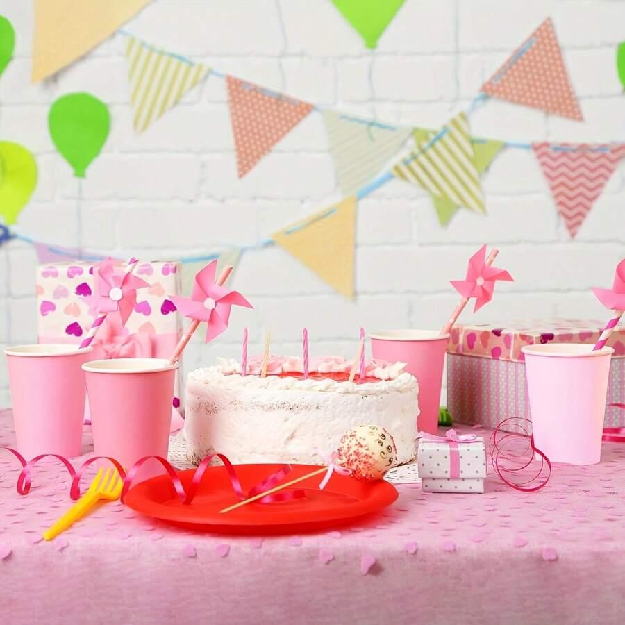 różowe papierowe kubki 100-pack