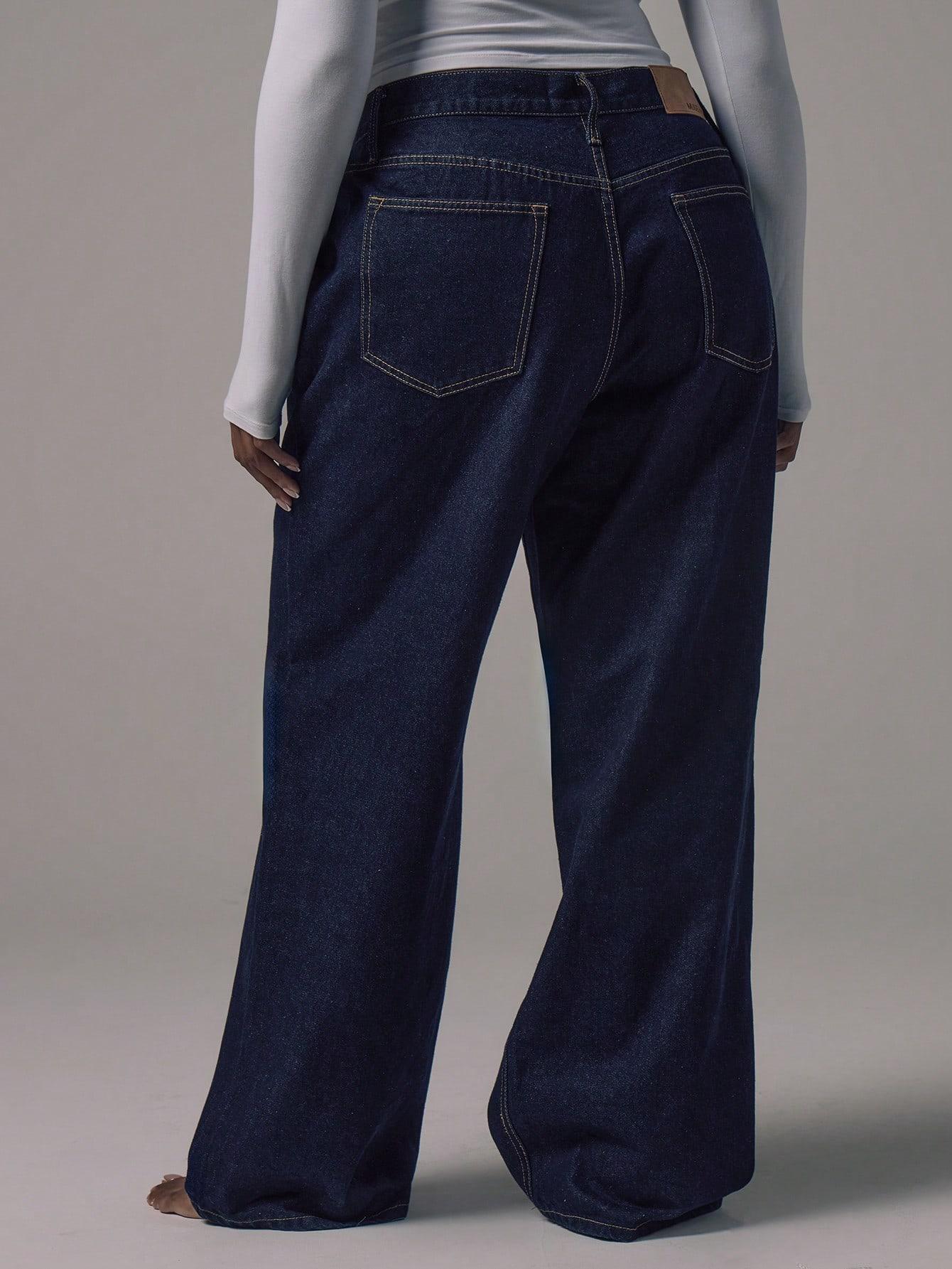 GRANATOWE SPODNIE JEANS
