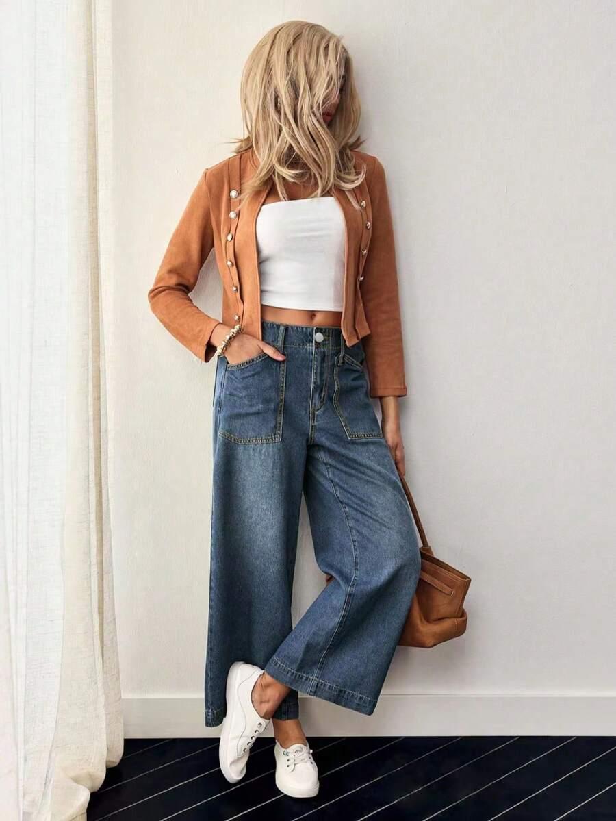 niebieskie spodnie jeans