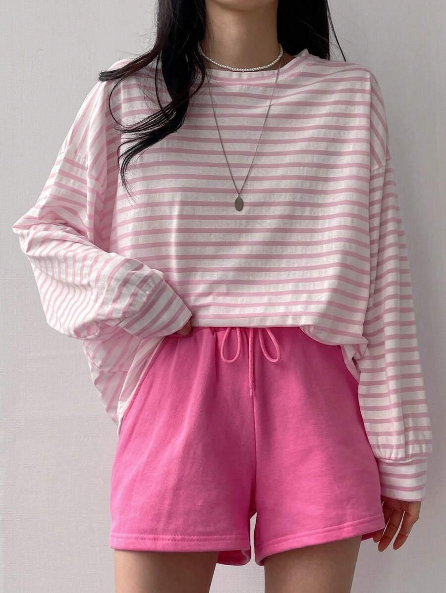 BLUZKA W PASKI OVERSIZE 