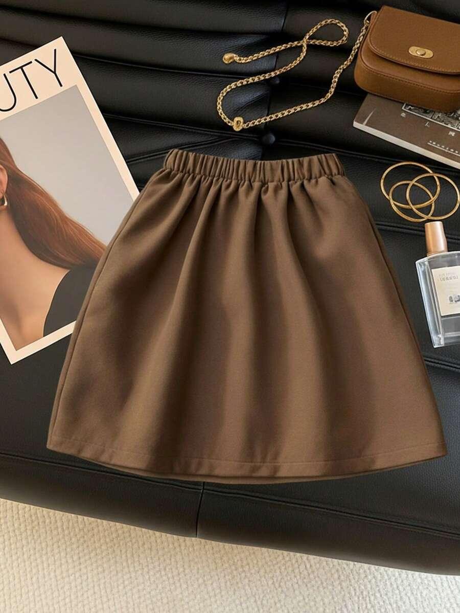 brązowa mini spódnica