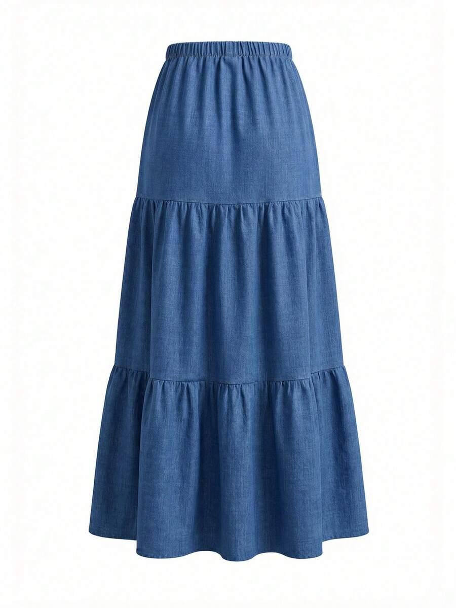 NIEBIESKA MAXI SPÓDNICA JEANS 