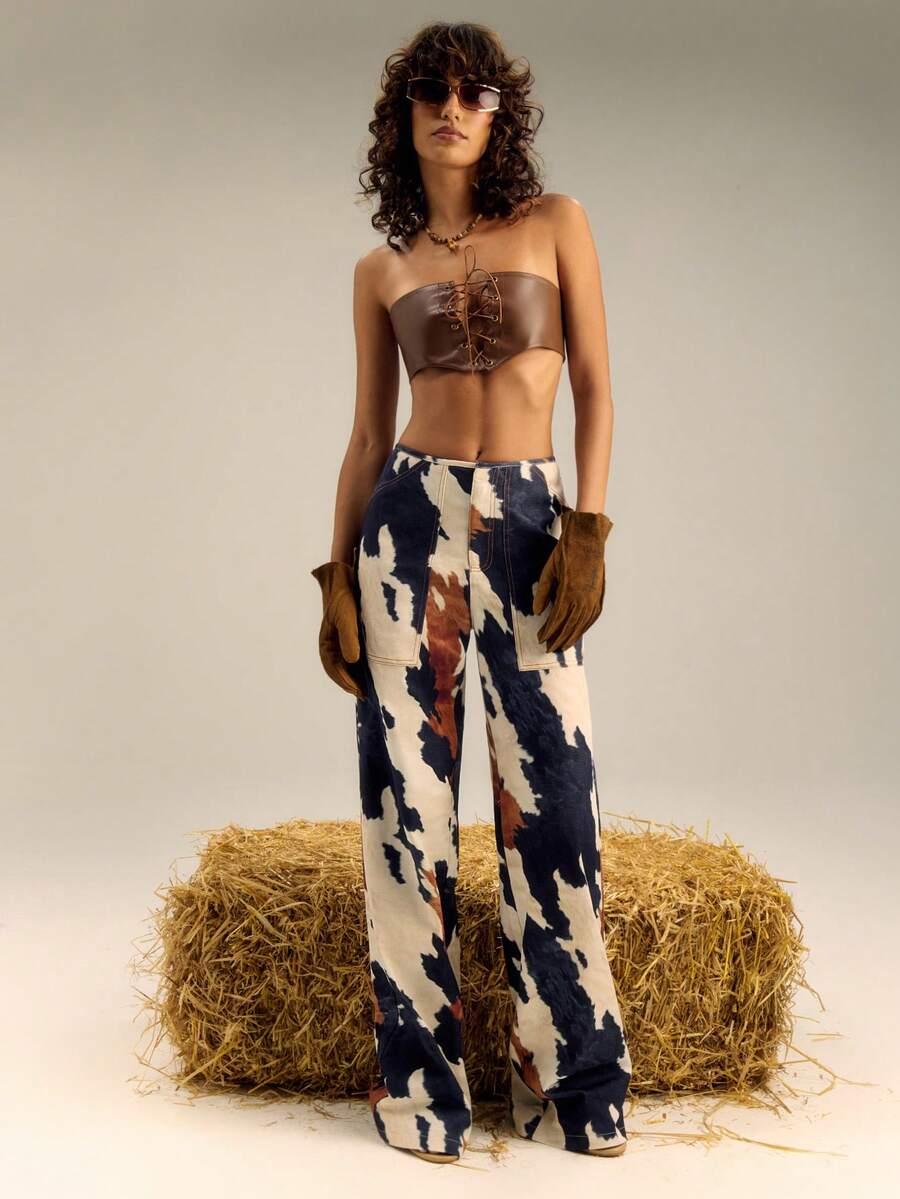 SPODNIE JEANS ANIMAL PRINT
