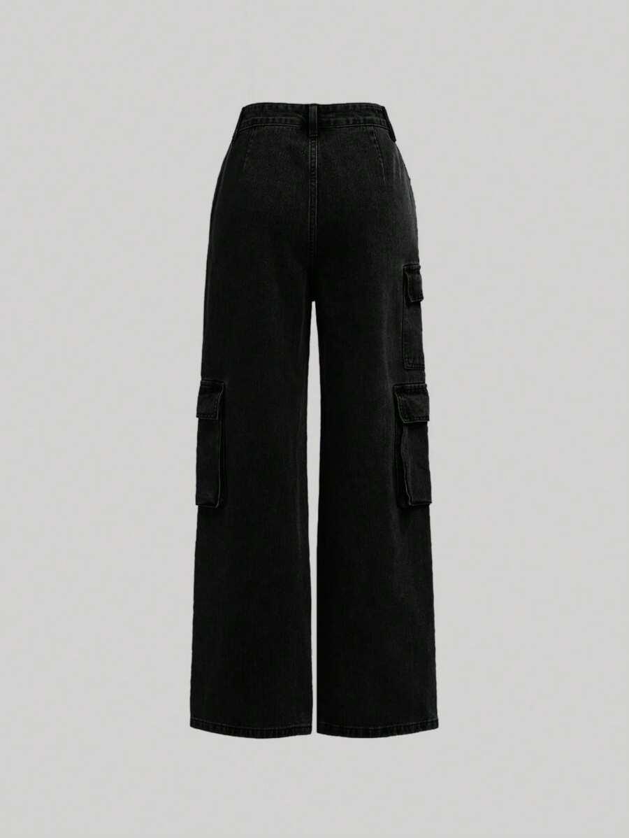 CZARNE SPODNIE JEANS KIESZENIE