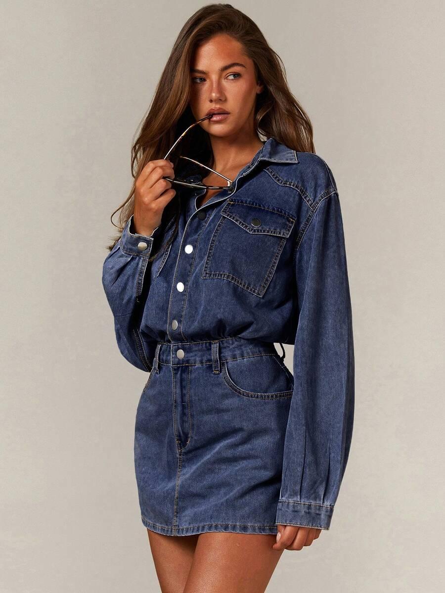 niebieska sukienka jeans