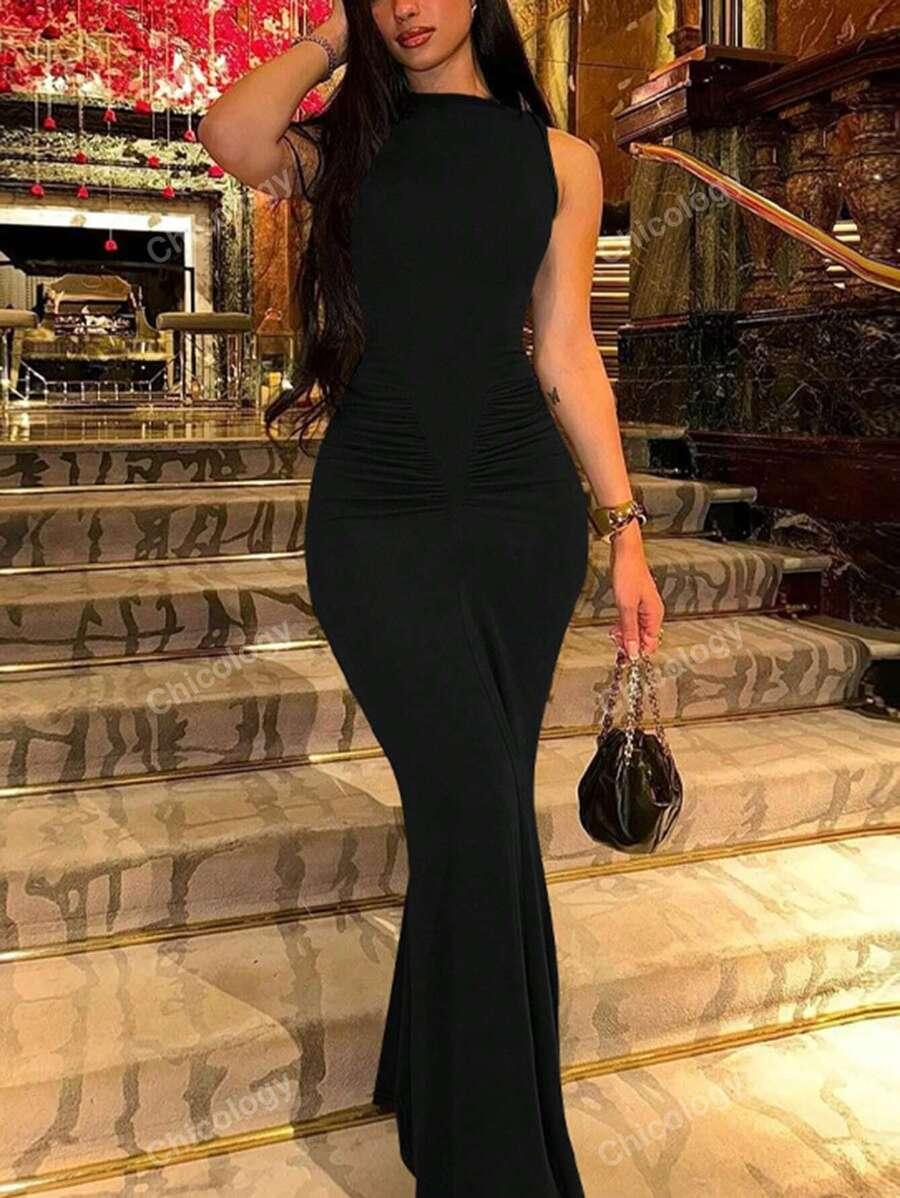 CZARNA MAXI SUKIENKA