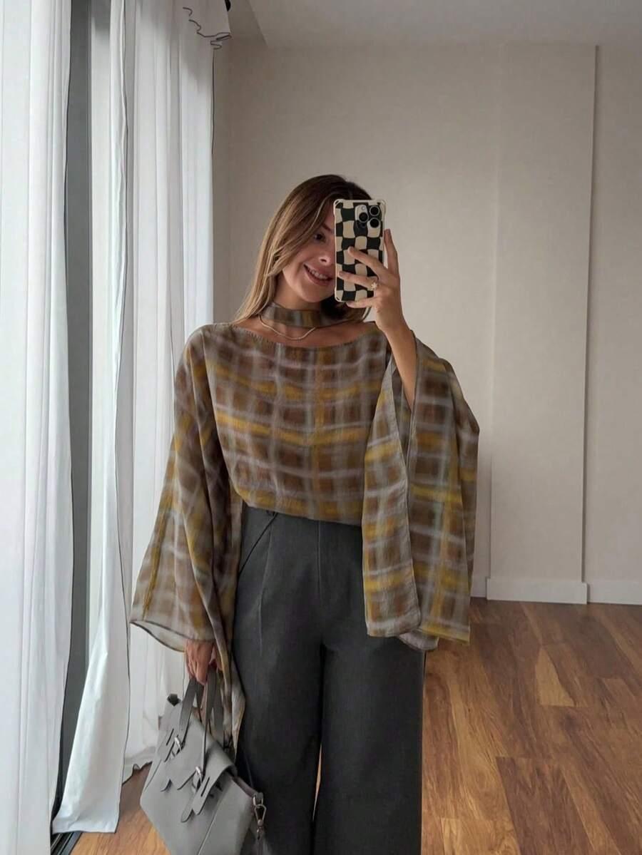 bluzka oversize krata