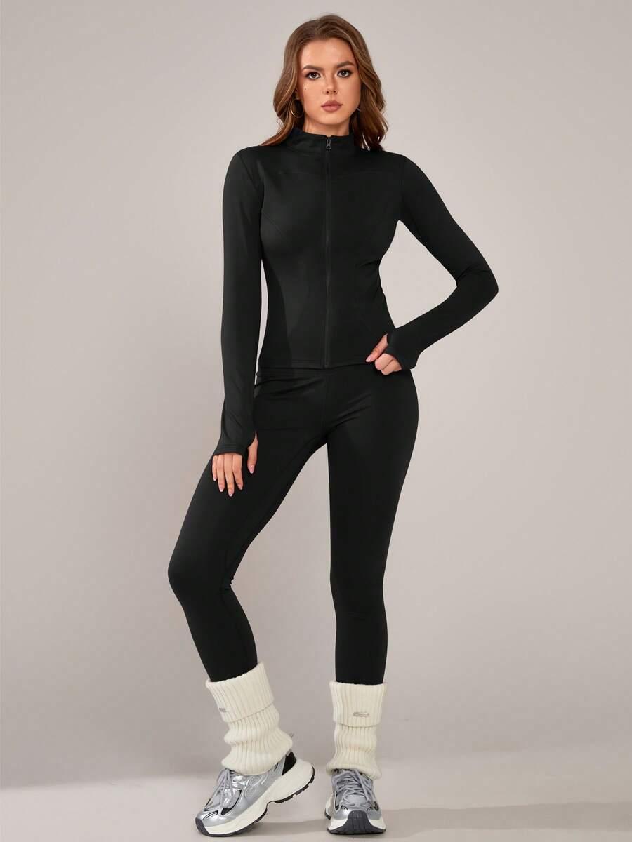 CZARNY KOMPLET BLUZA LEGGINSY