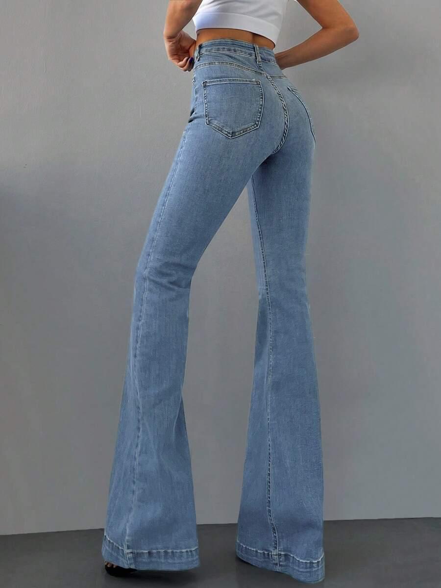 NIEBIESKIE SPODNIE JEANS DZWONY 