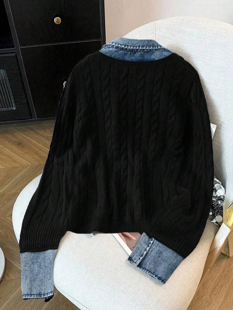 sweter łączenie kołnierzyk