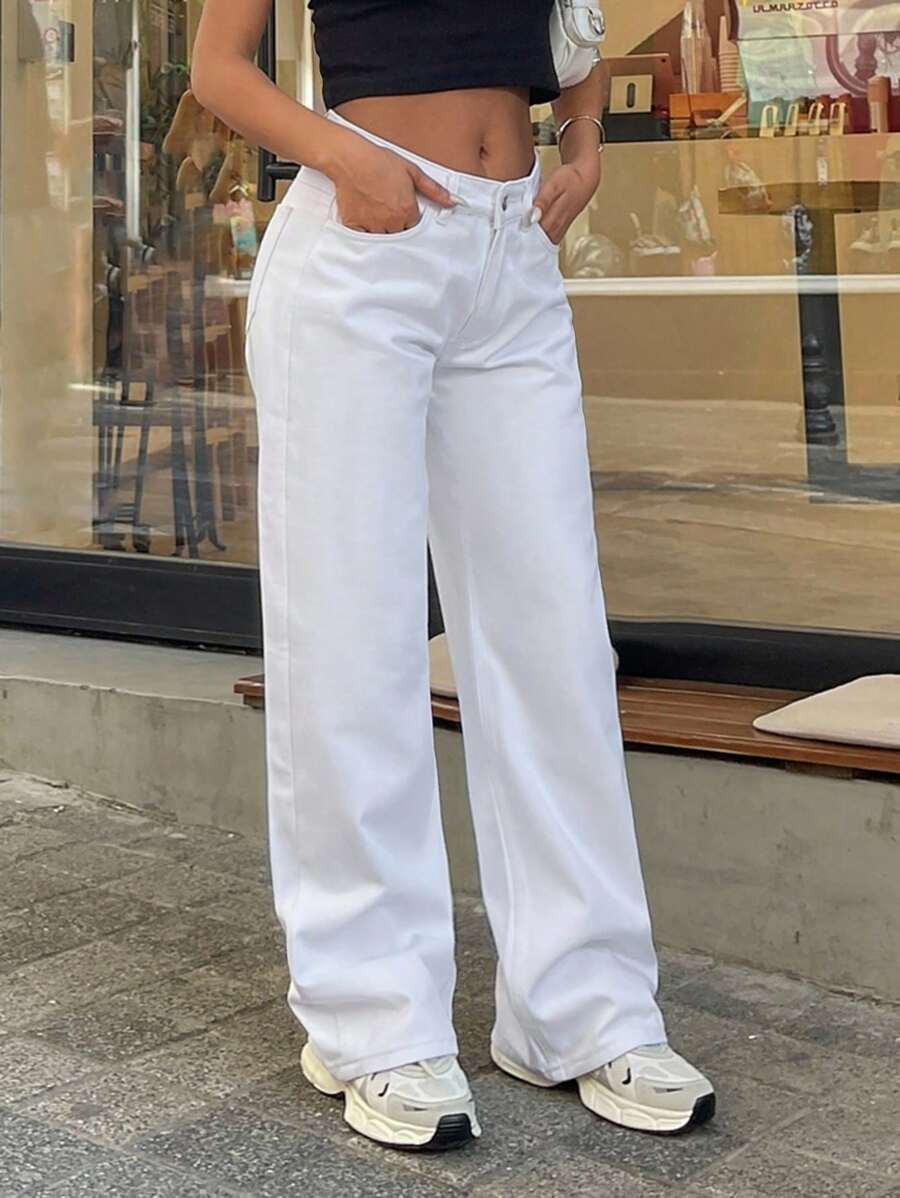 BIAŁE SPODNIE JEANS