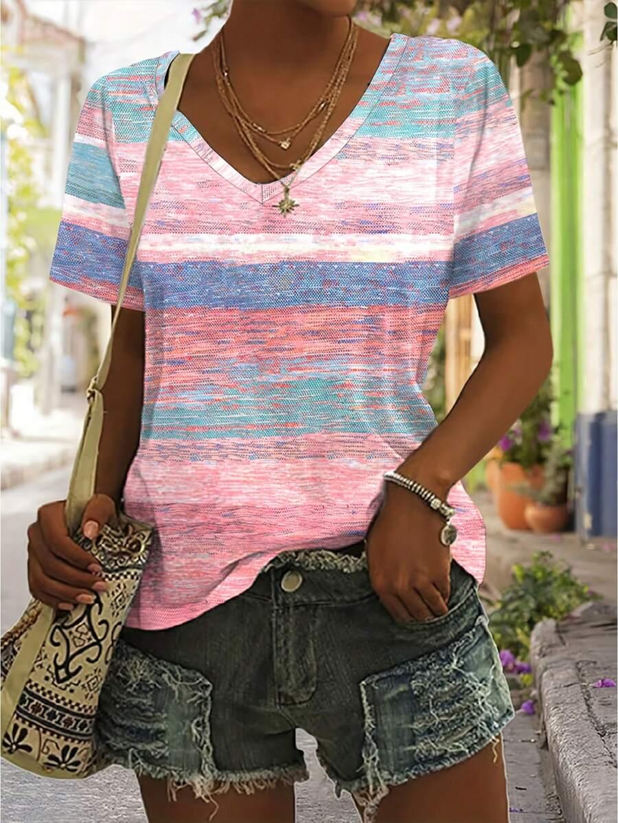 t-shirt v-neck print 