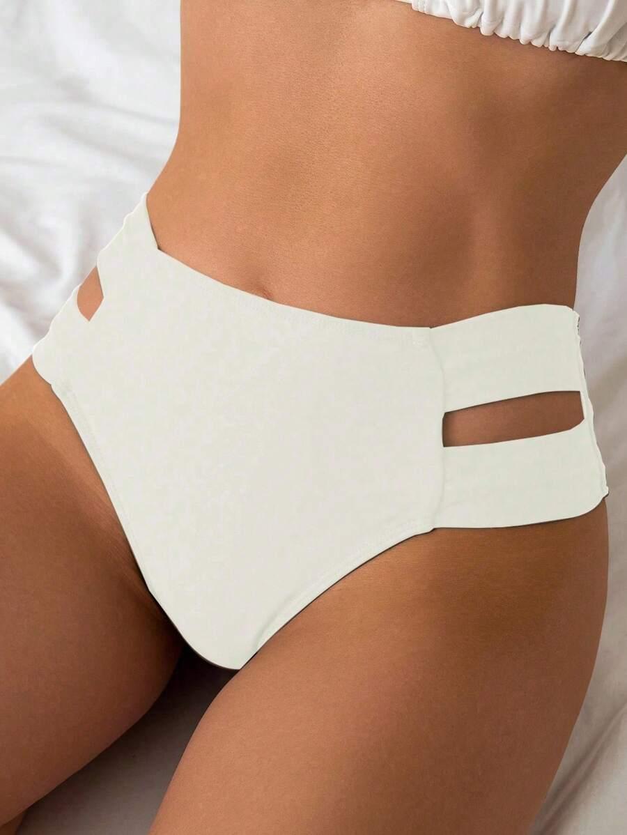 BIAŁY DÓŁ OD BIKINI WYCIĘCIE