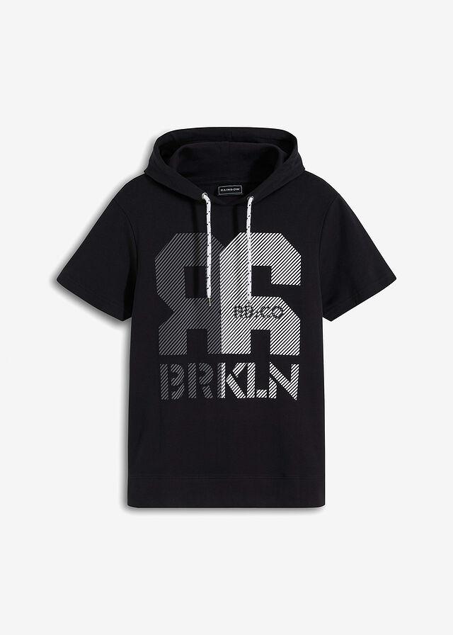BLUZA Z KAPTUREM I KRÓTKIM RĘKAWEM