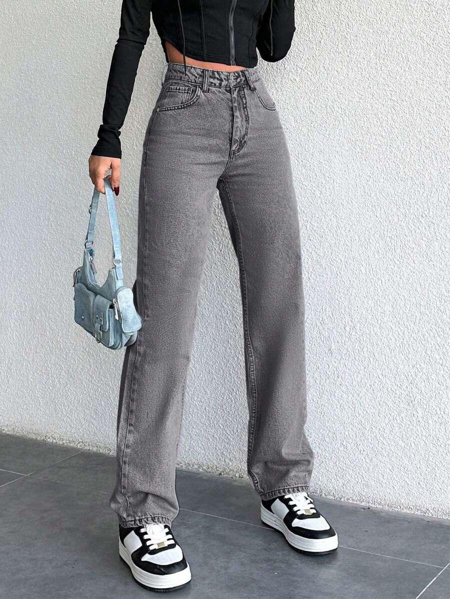 SZARE SPODNIE JEANS 