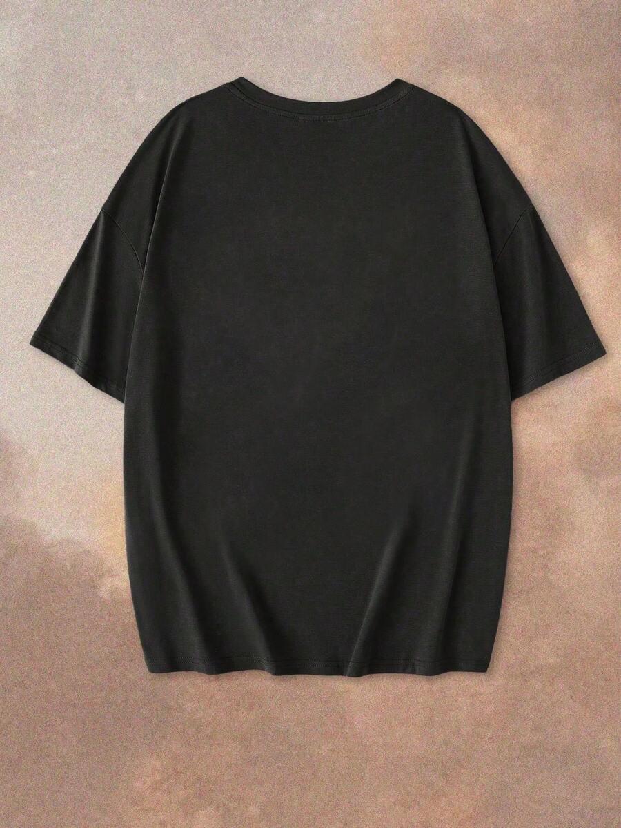 szary T-shirt okrągły dekolt