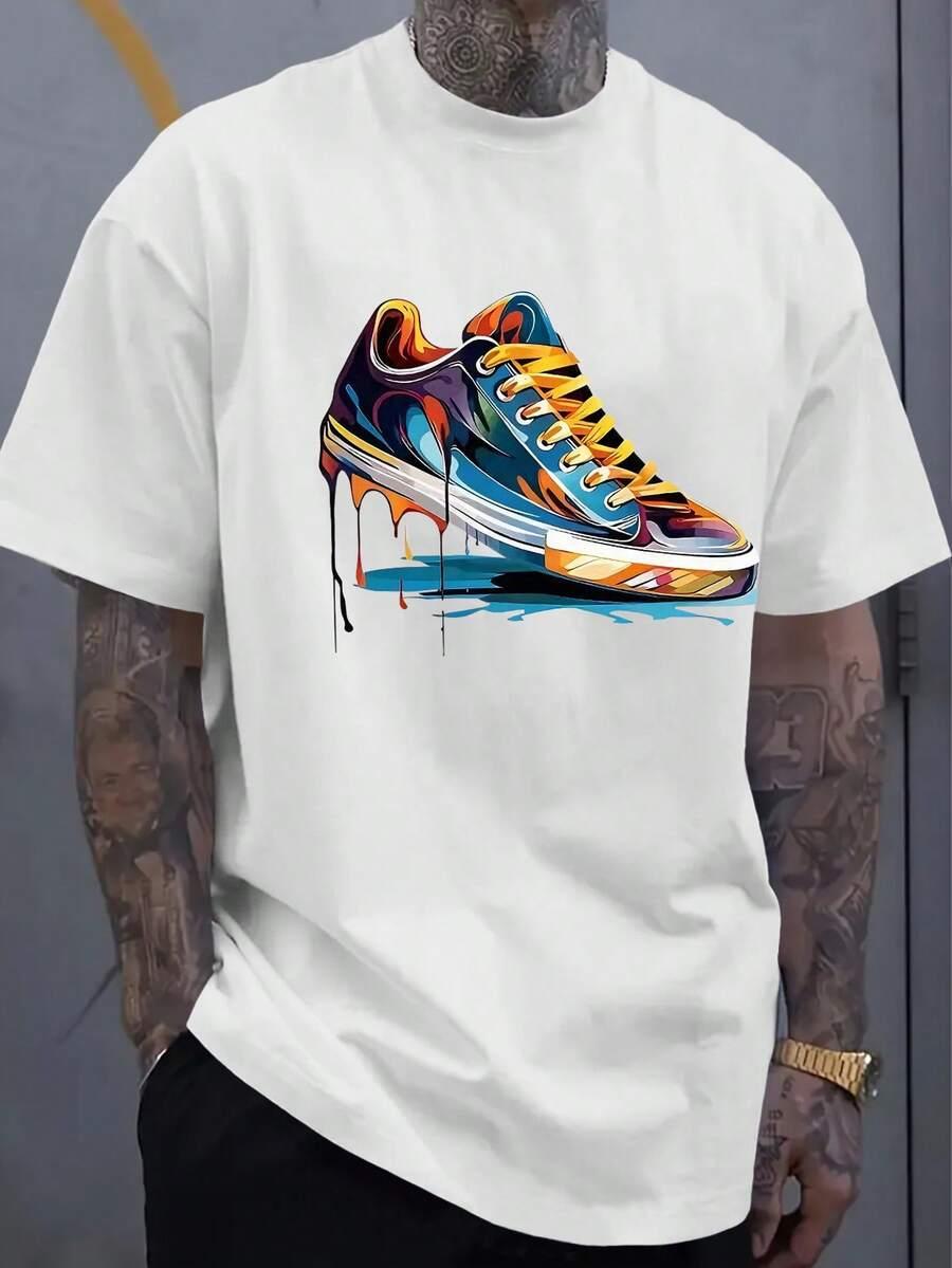 biały t-shirt oversize nadruk