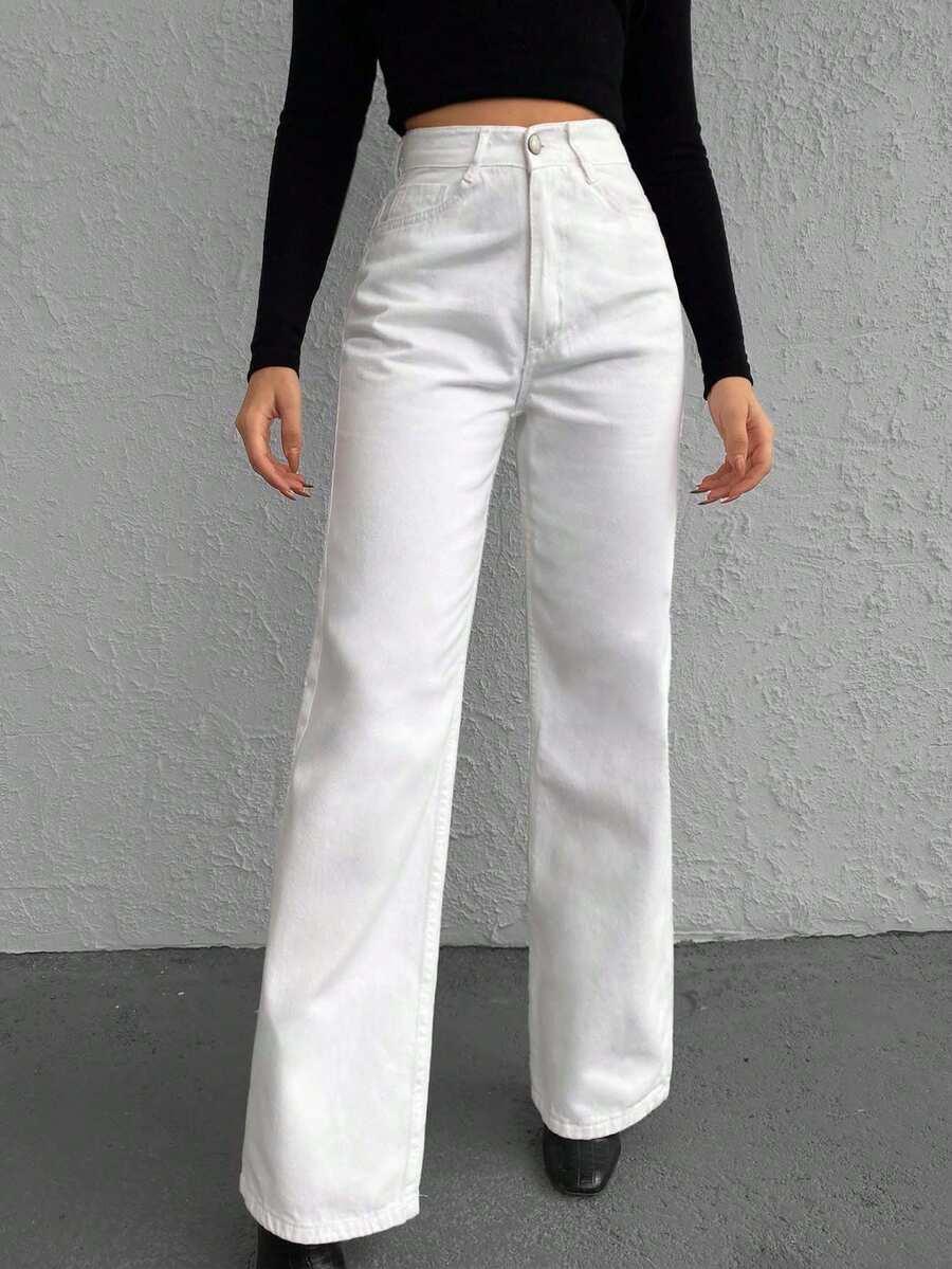 BIAŁE SPODNIE JEANS
