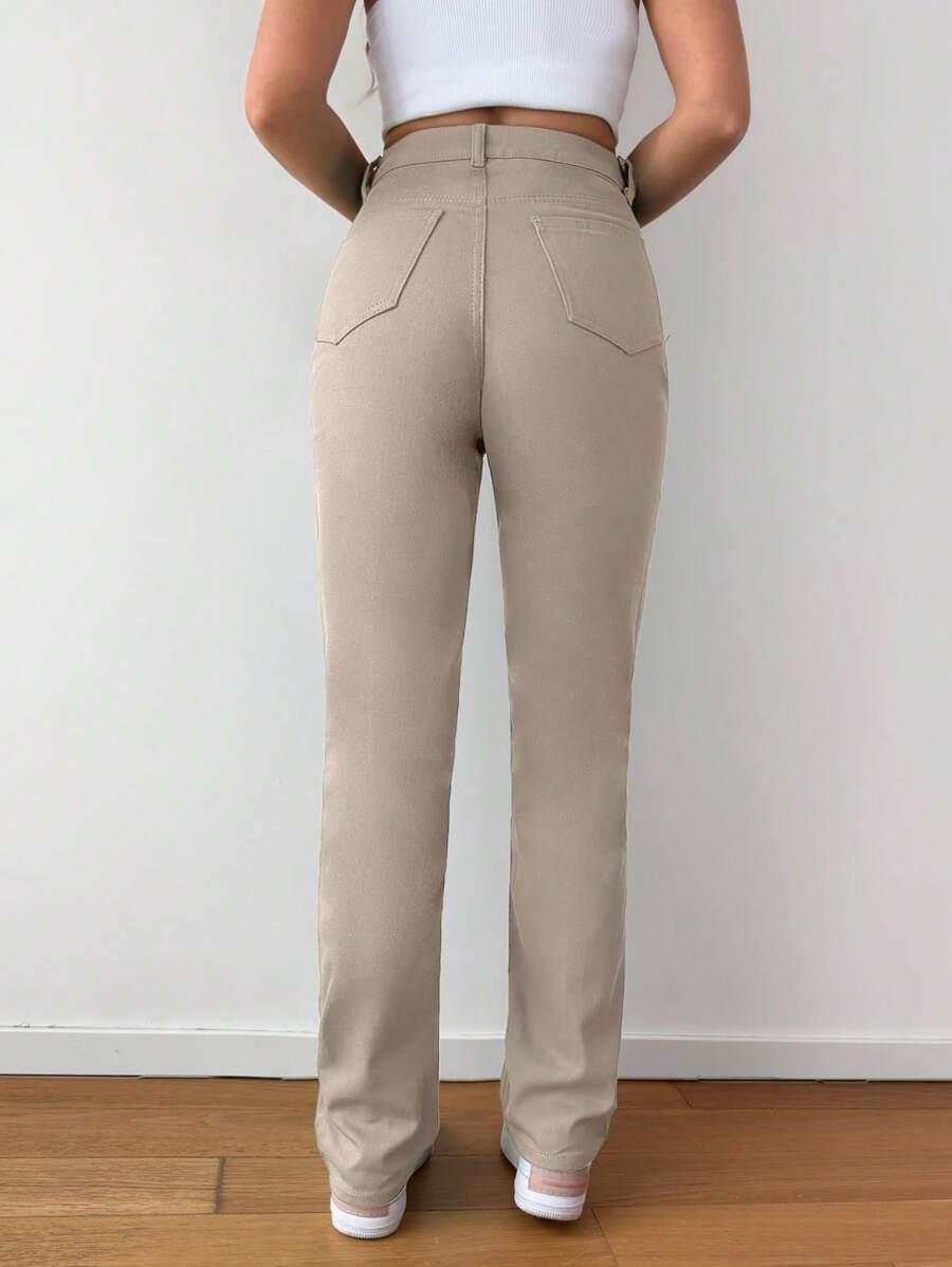 BEŻOWE SPODNIE JEANS