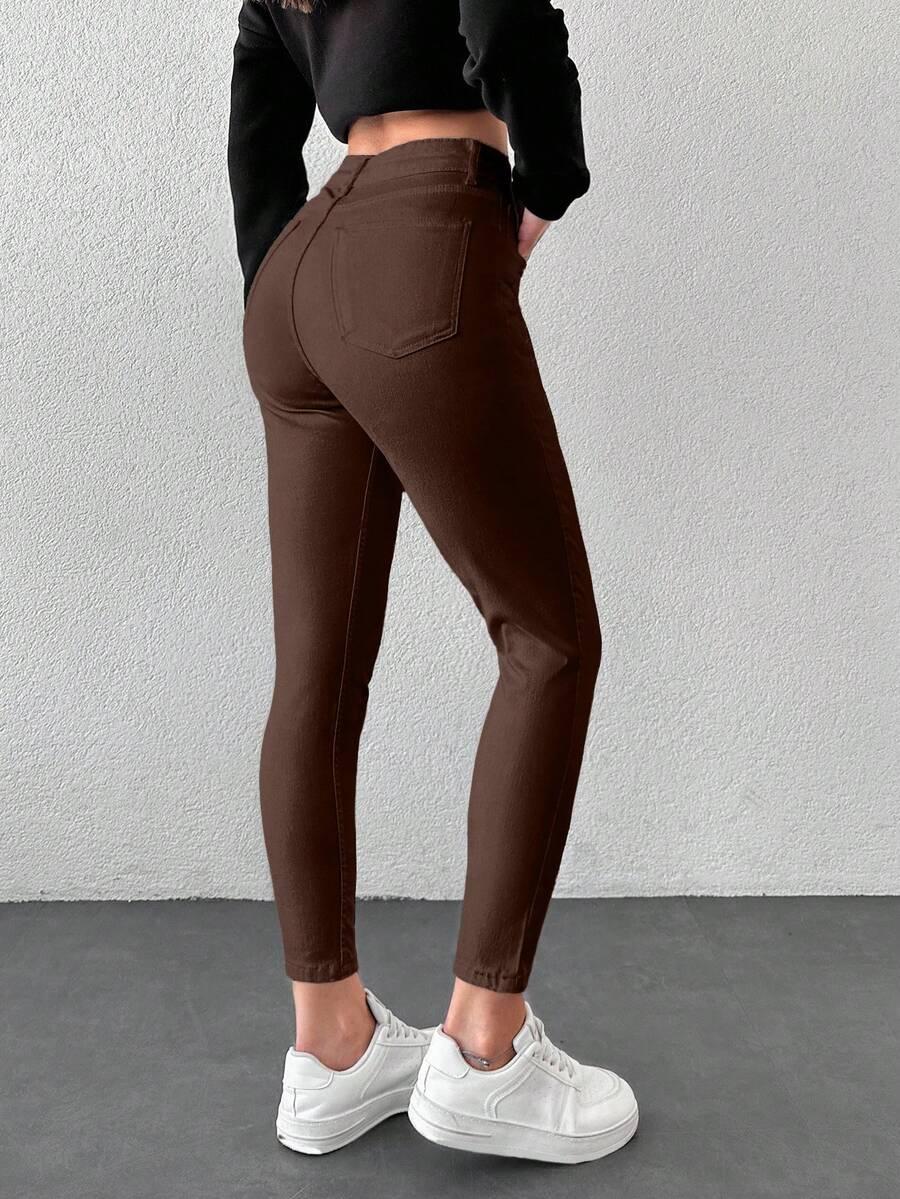 BRĄZOWE SPODNIE JEANS