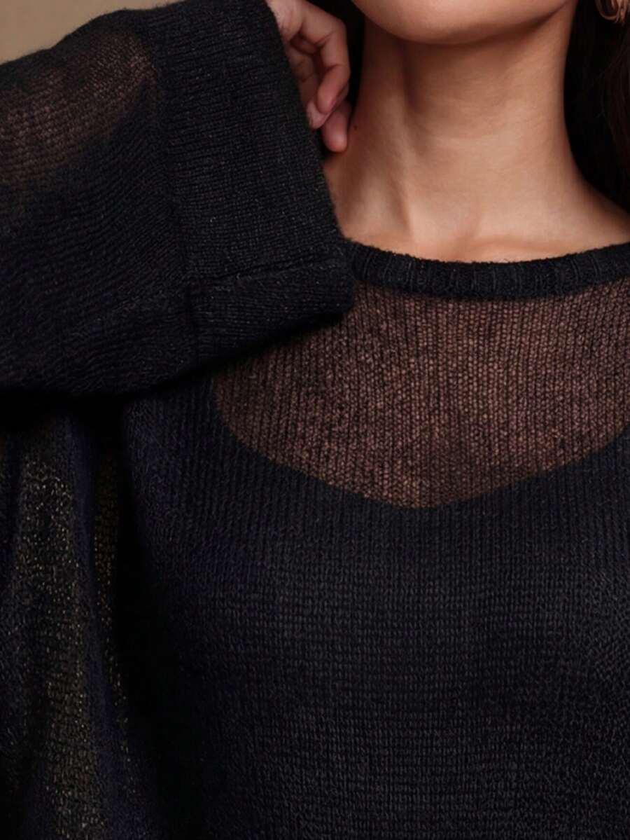 czarny dzianinowy sweter