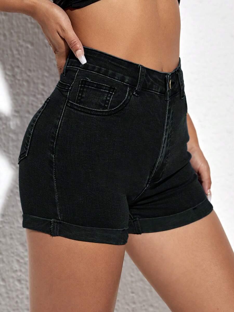 CZARNE SPODENKI JEANSOWE