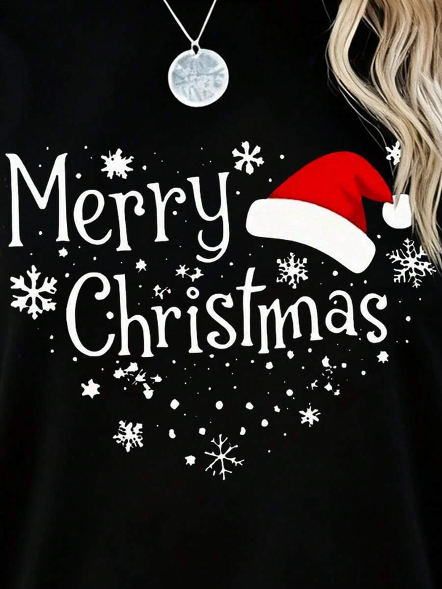 czarna bluzka napis merry christams