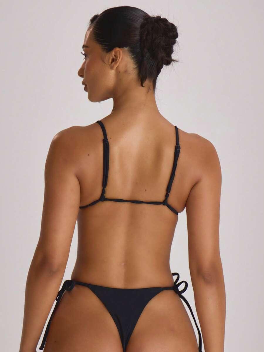 CZARNY DÓŁ OD BIKINI WIĄZANIE