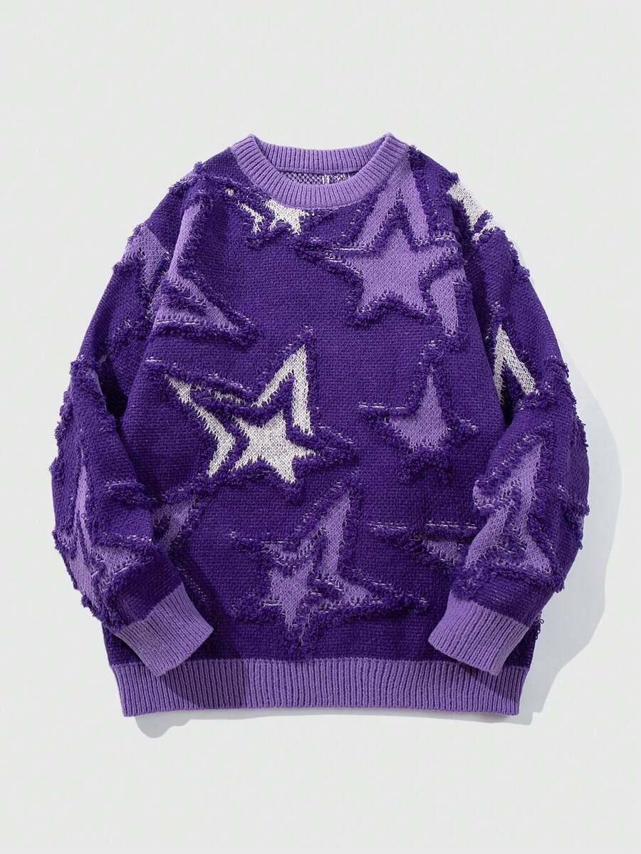 FIOLETOWY SWETER WZÓR 