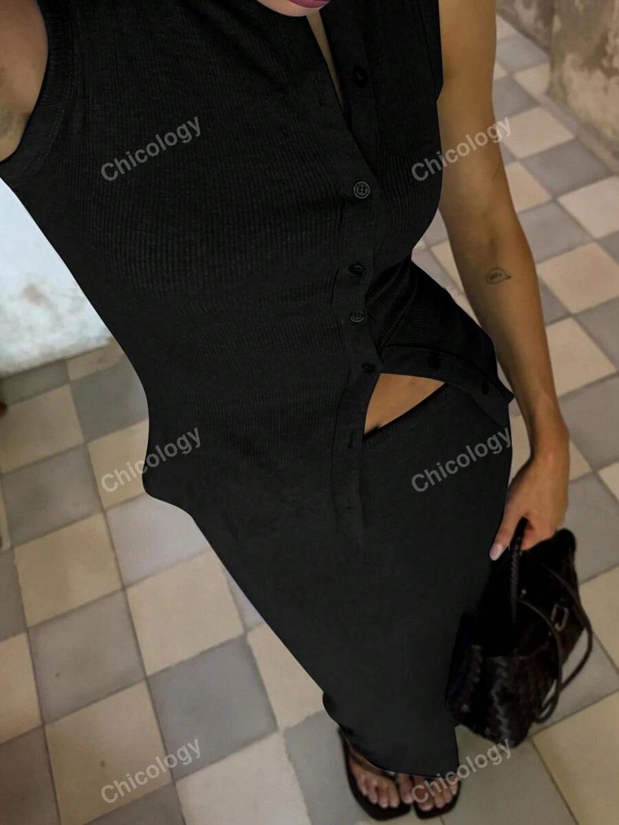 czarny top guziki 