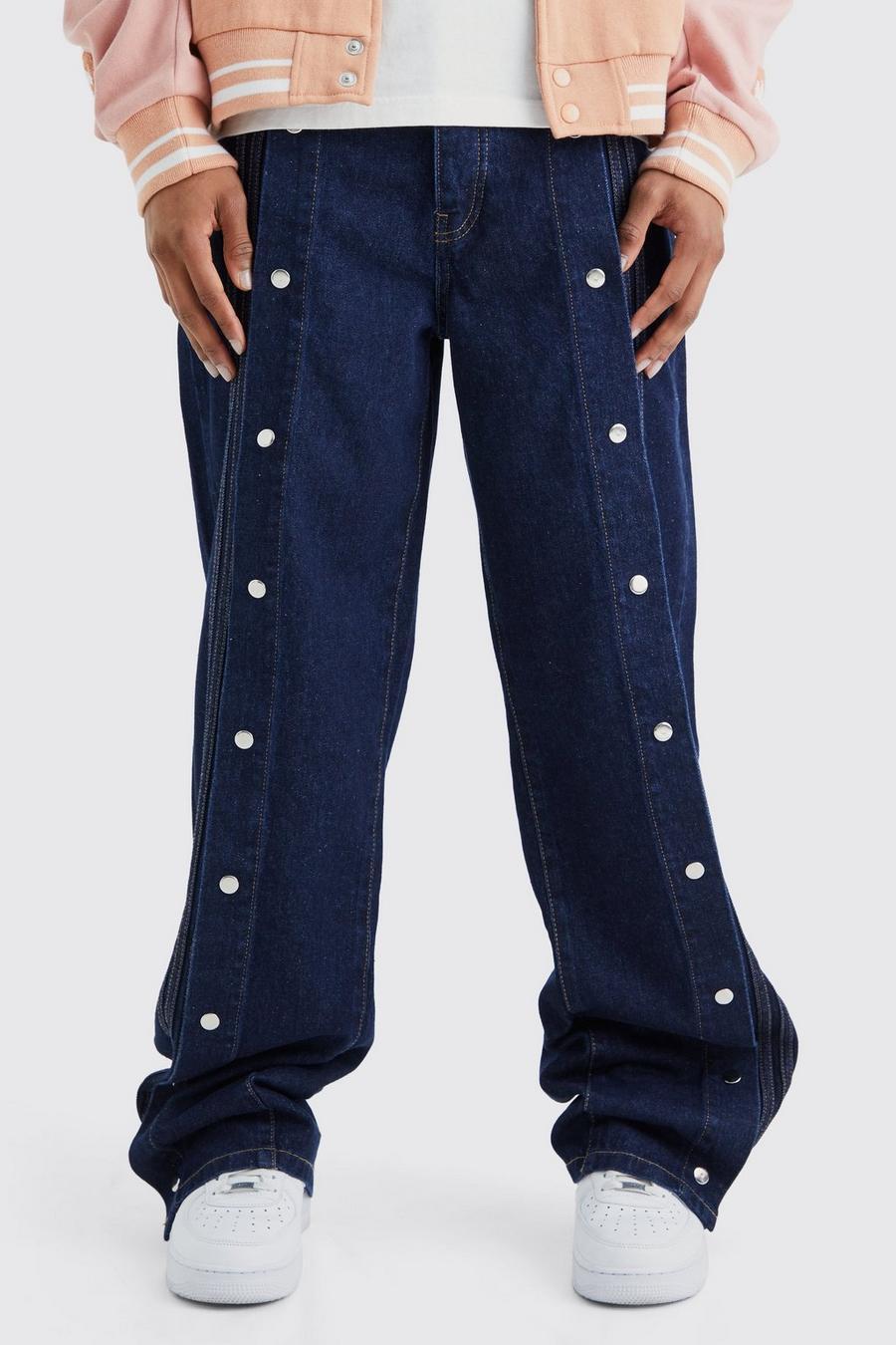spodnie baggy jeans guziki napy zdobienie