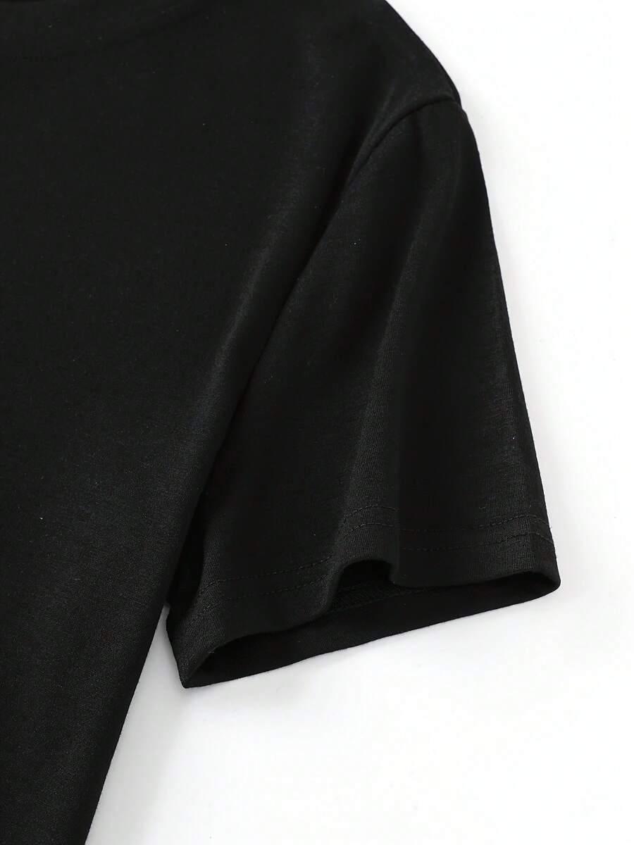 czarny t-shirt nadruk