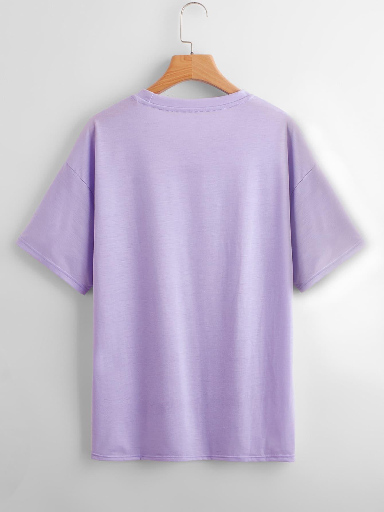 fioletowy t-shirt nadruk
