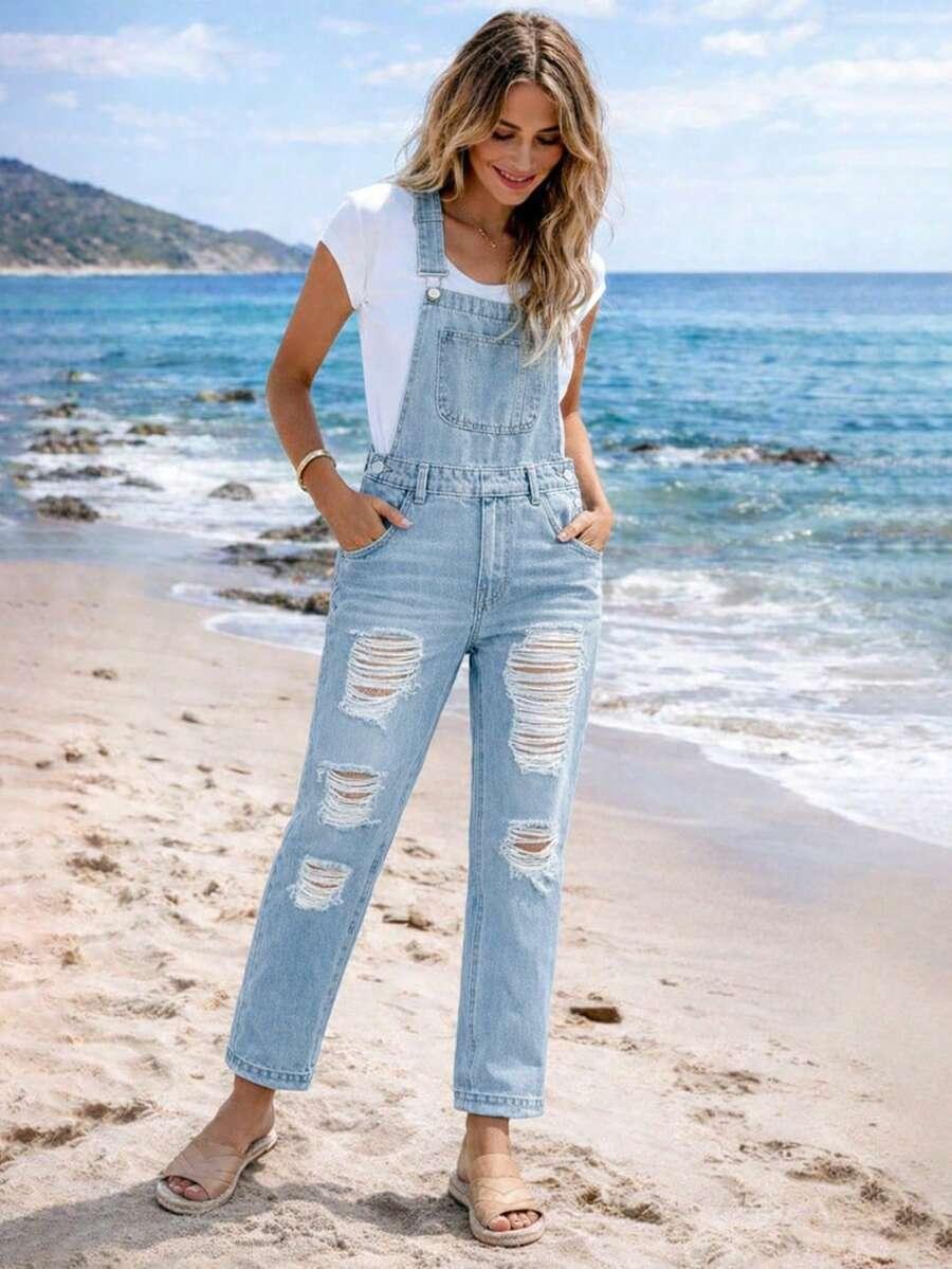 NIEBIESKIE OGRODNICZKI JEANS 