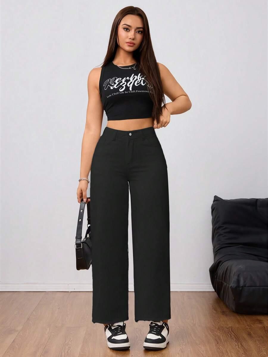 CZARNE SPODNIE JEANS 