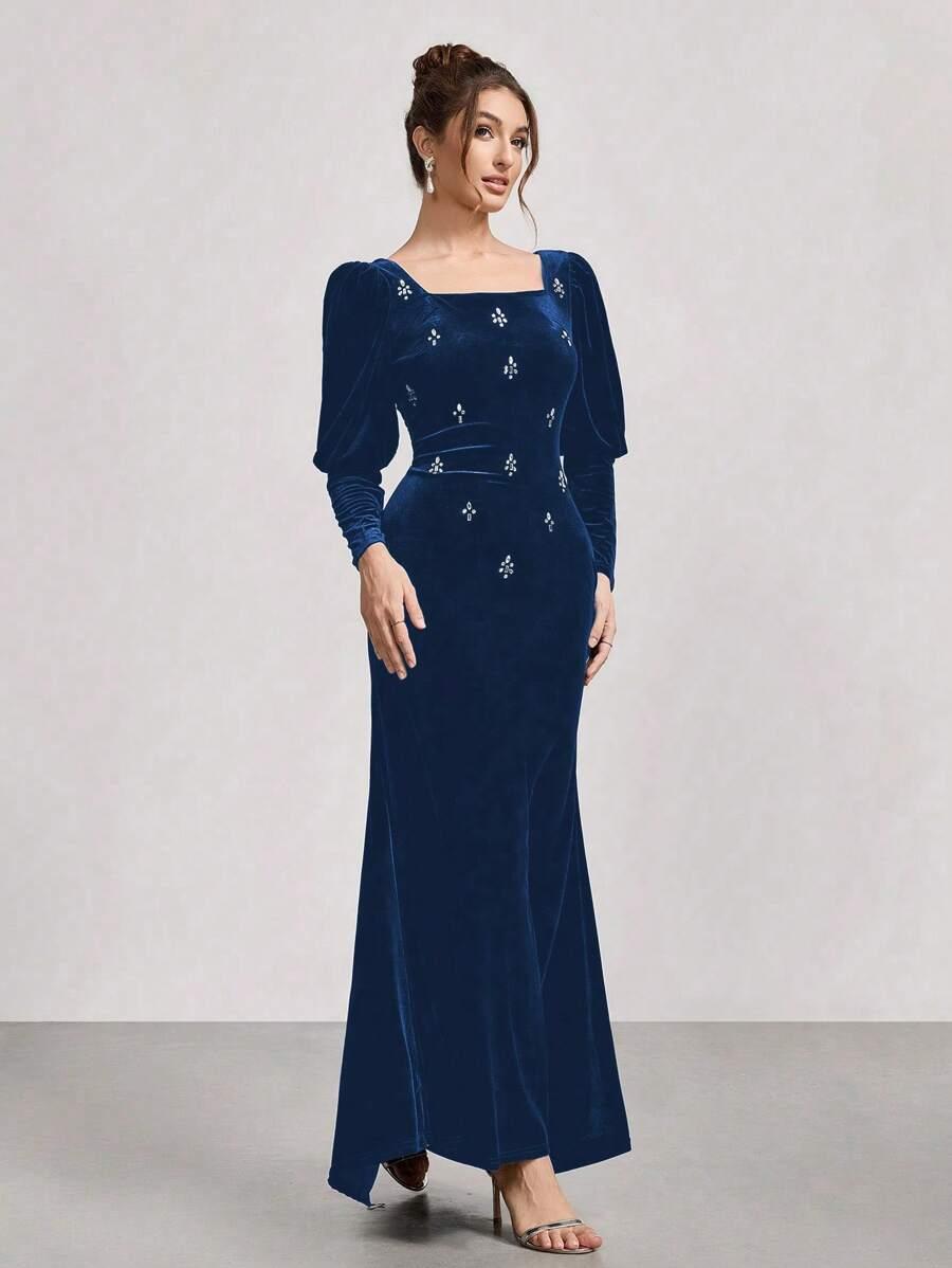 SUKIENKA ELEGANCKA MAXI Z KRYSZTAŁKAMI