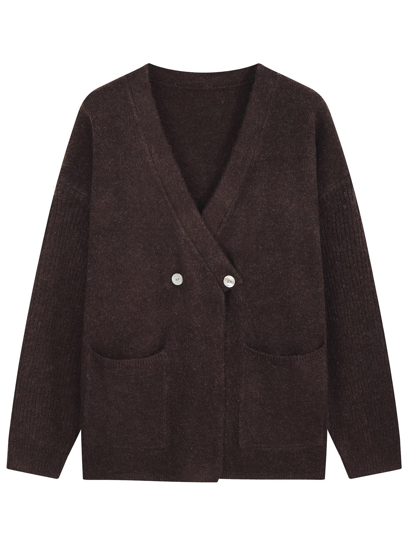 BRĄZOWY SWETER GUZIKI