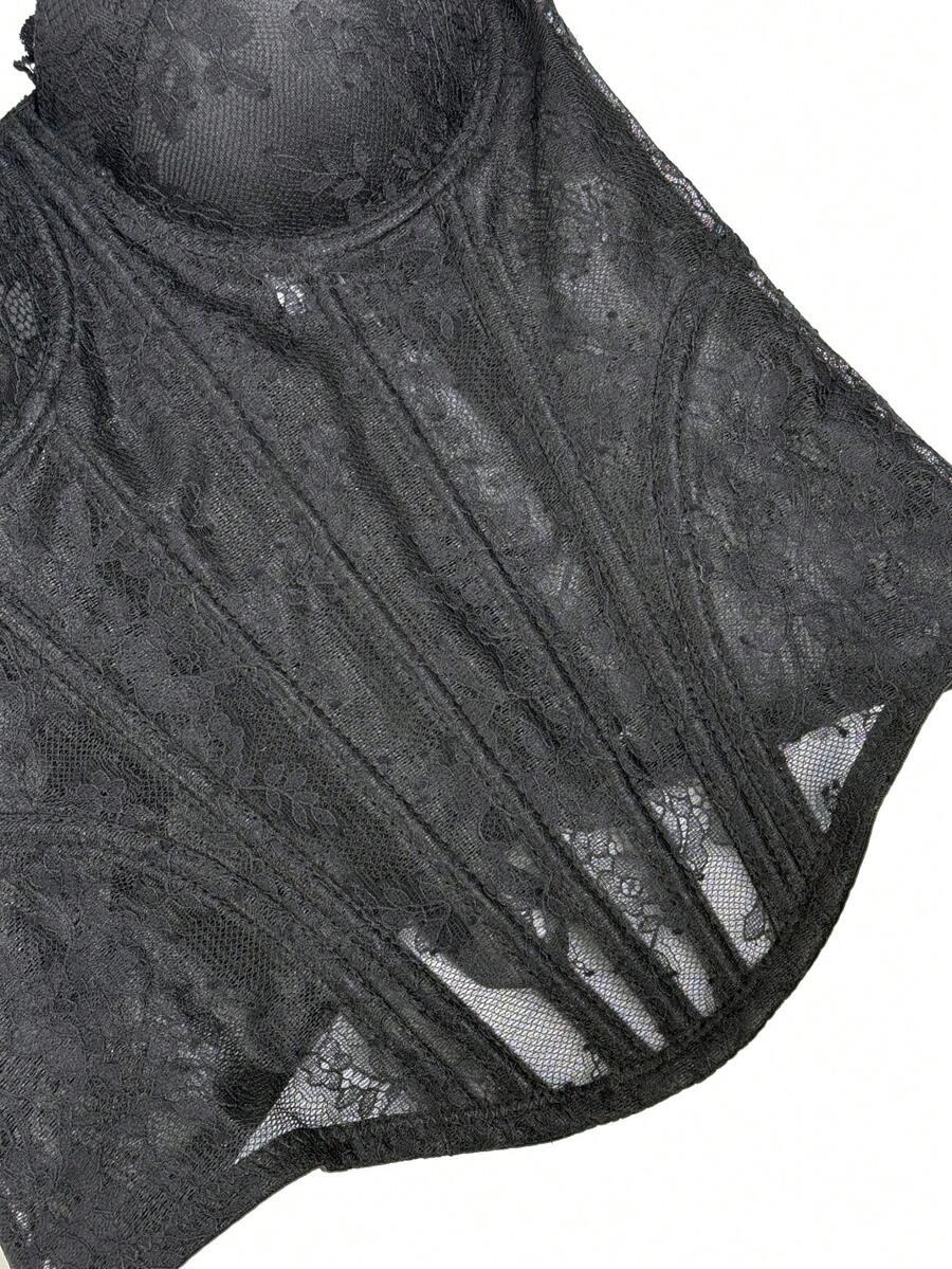czarny koronkowy gorset 