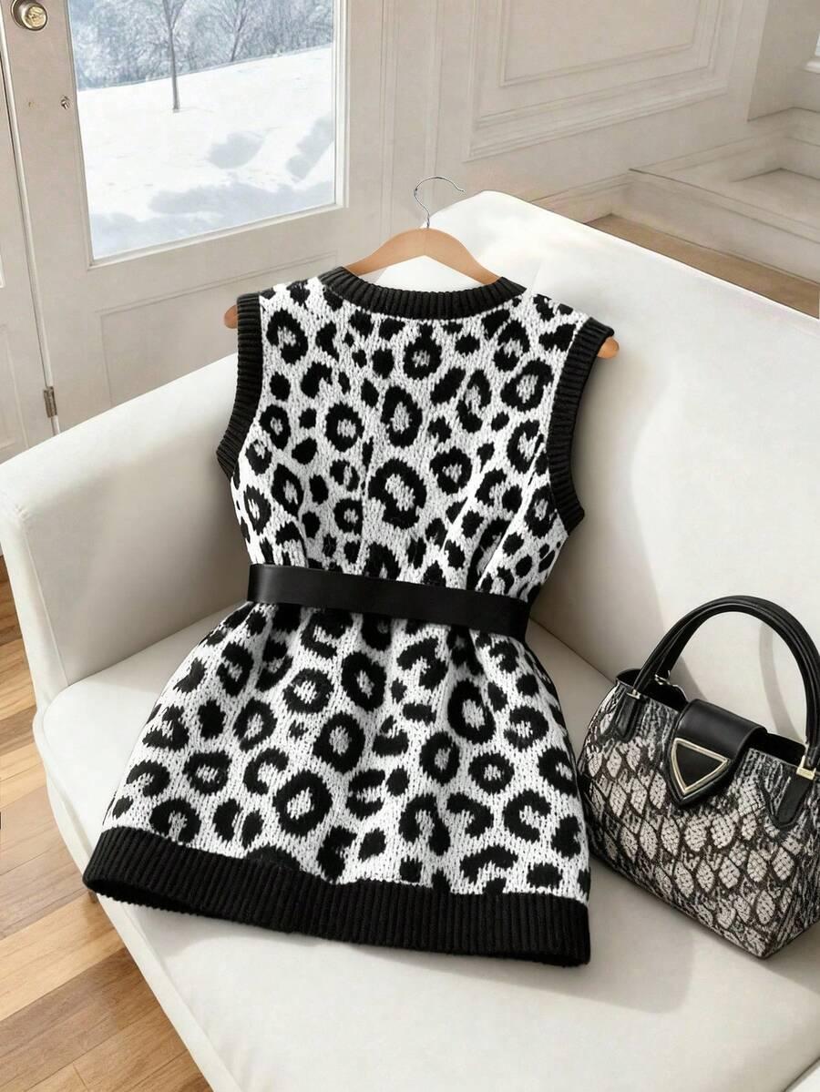 dzianinowa kamizelka animal print