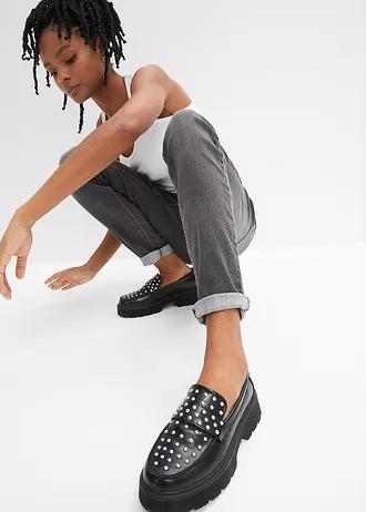 szare SPODNIE JEANS