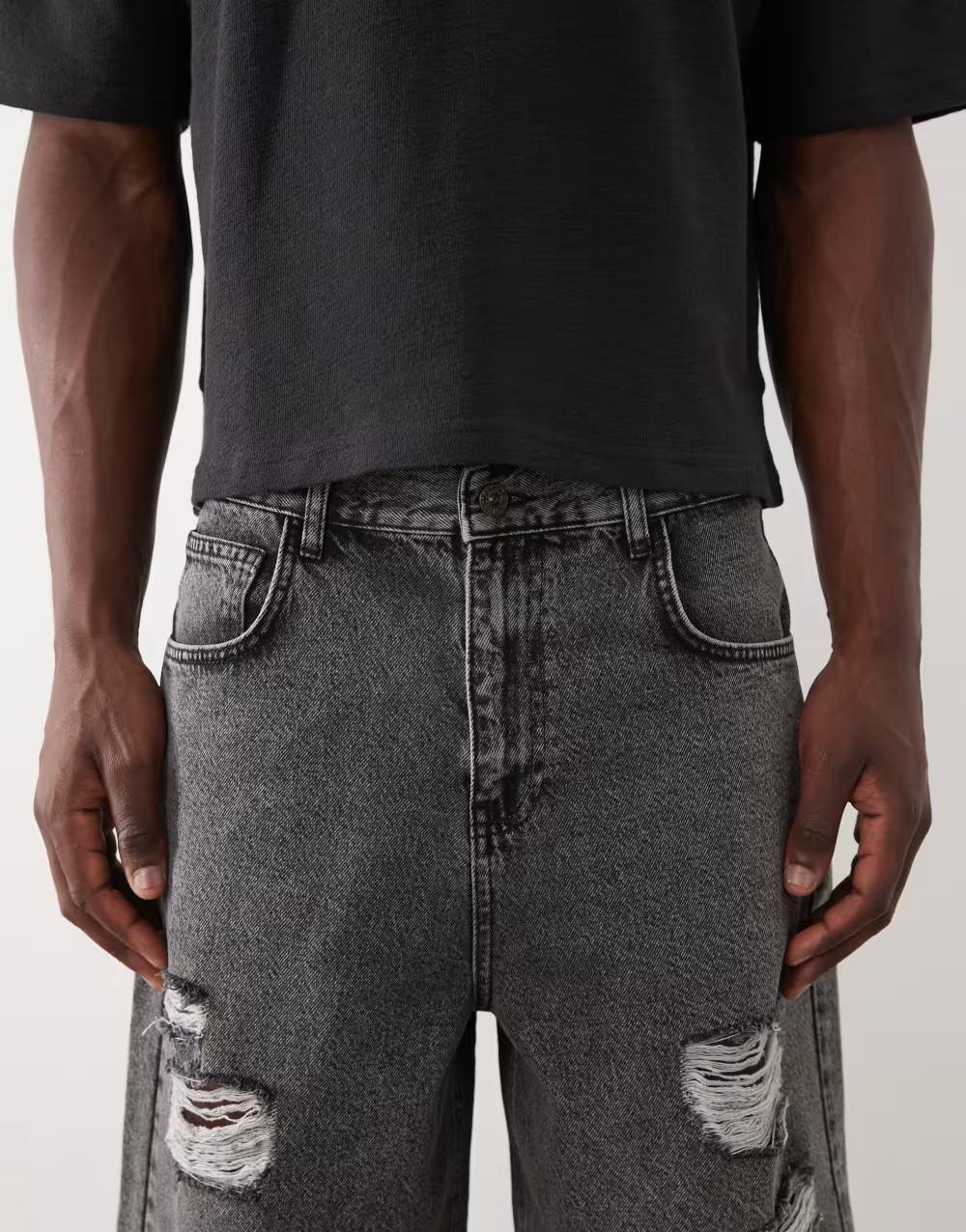 SZARE SPODENKI JEANS